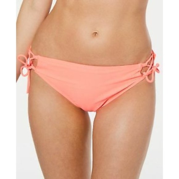 CALIFORNIA WAVES - Junior's‎ Solid Side Tie Bikini Bottoms, Pink, Small, NWT - Picture 1 of 1